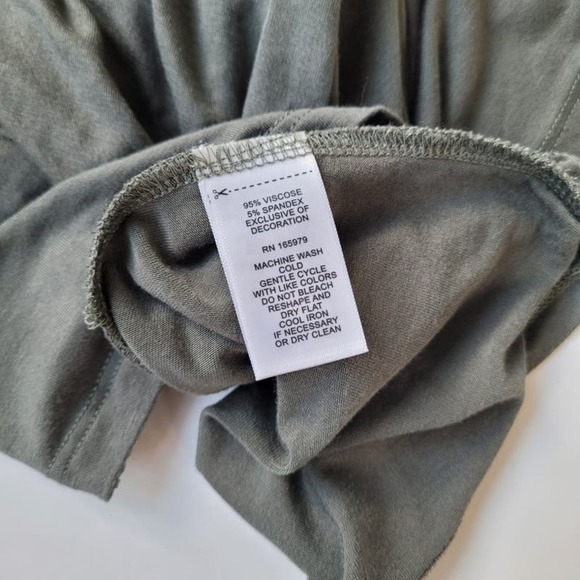 Cable & Gauge Small Crochet Yoke V Neck Tank Top Olive Green - Picture 6 of 6